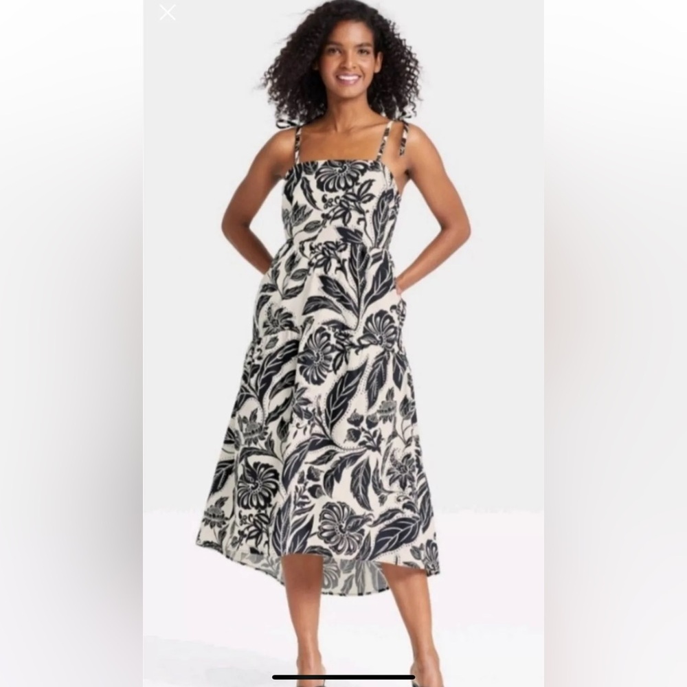 WHO WHAT WEAR Batik Floral Birch Dress, Size S